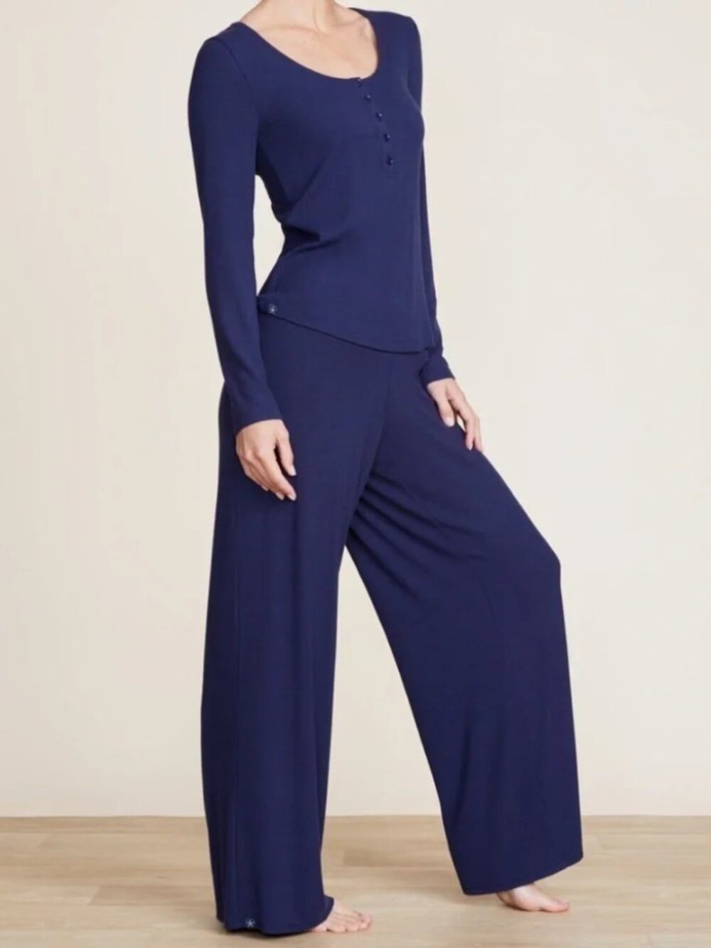 Barefoot Dreams Dark Blue Ribbed Wide Leg Malibu Pants
